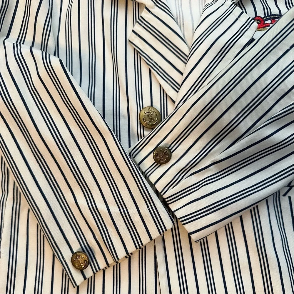 Vintage Double Breasted Striped Blazer Jacket Boy 2T Maritime Nautical Crest
